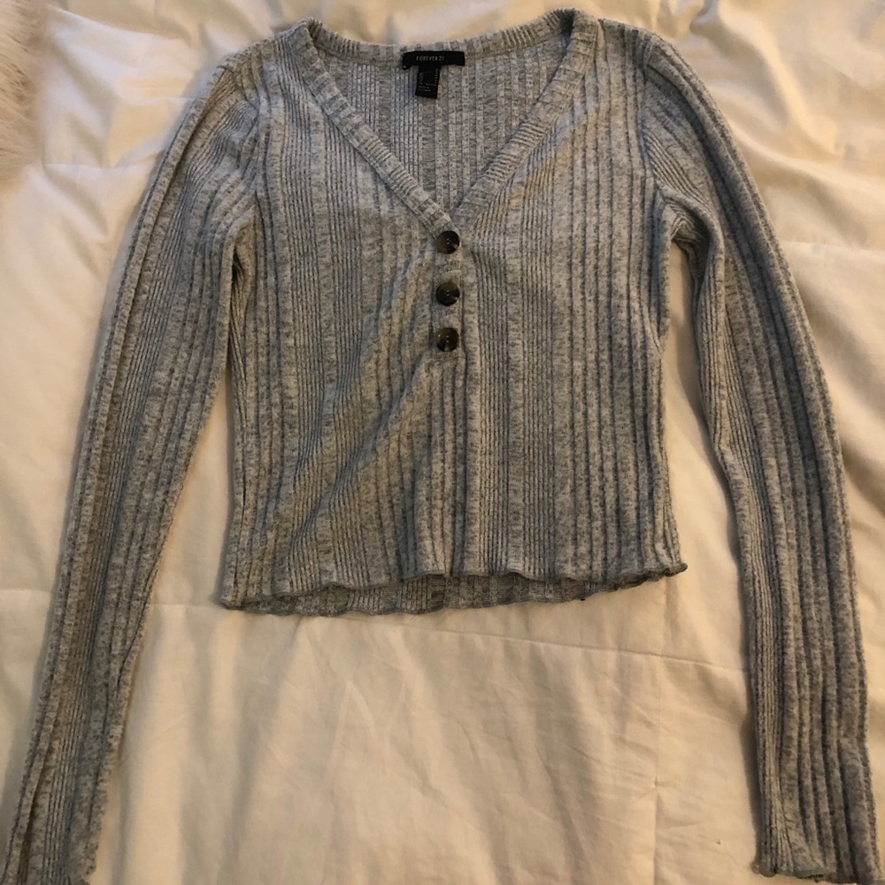 Gray Long Sleeve Top